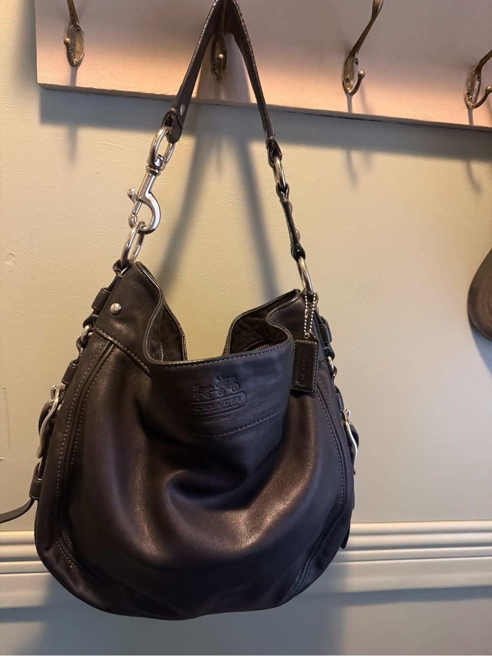 Rare Coach 2009 Zoe large black hobo shoulder bag f12669
